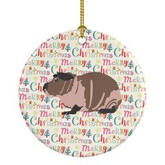 Charming Skinny Guinea Pig Christmas Ceramic Ornament - Perfect Holiday Decoration