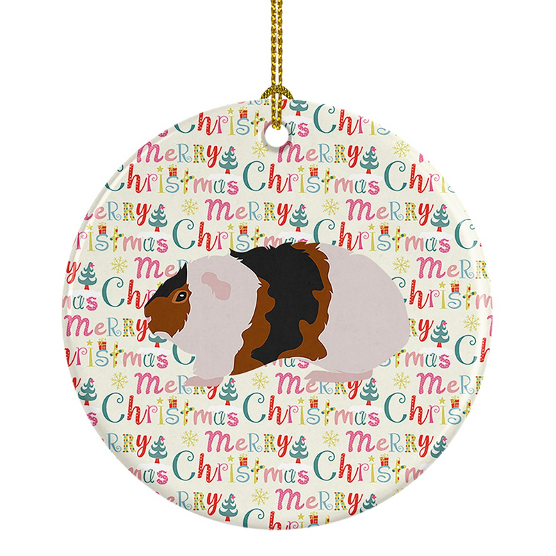 Teddy Guinea Pig Christmas Ceramic Ornament - Festive Holiday Decor for Pet Lovers