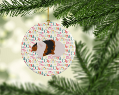 Teddy Guinea Pig Christmas Ceramic Ornament - Festive Holiday Decor for Pet Lovers