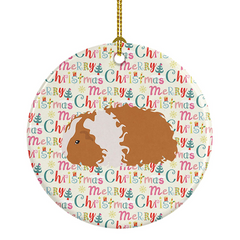 Texel Guinea Pig Christmas Ornament - Personalized Ceramic Holiday Decor, Made in USA