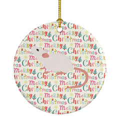 Charming White Domestic Mouse Christmas Ceramic Ornament - Perfect Holiday Decor & Gift