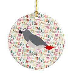 Personalized African Grey Parrot Christmas Ornament - High-Quality Ceramic Holiday Decor