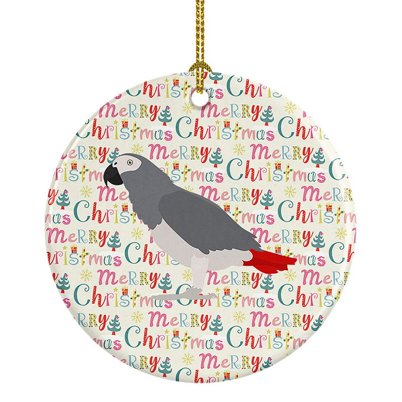 Personalized African Grey Parrot Christmas Ornament - High-Quality Ceramic Holiday Decor