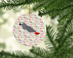 Personalized African Grey Parrot Christmas Ornament - High-Quality Ceramic Holiday Decor