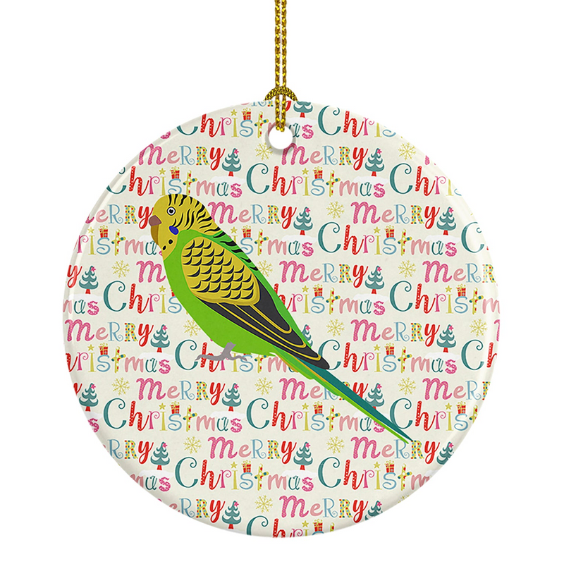 Charming Budgerigar Christmas Ceramic Ornament – Personalized Holiday Decor