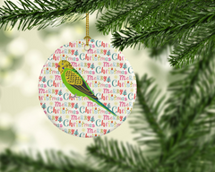 Charming Budgerigar Christmas Ceramic Ornament – Personalized Holiday Decor