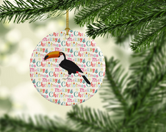 Personalized Toucan Christmas Ceramic Ornament - Bright Holiday Decor, Made in USA