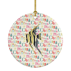 Angelfish Christmas Ceramic Ornament – Personalized Holiday Decor with Full-Color Artwork – Made in the USA