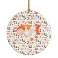 Lionhead Goldfish Christmas Ceramic Ornament - Personalized Tree Decoration, Handcrafted Porcelain | Perfect Holiday Gift