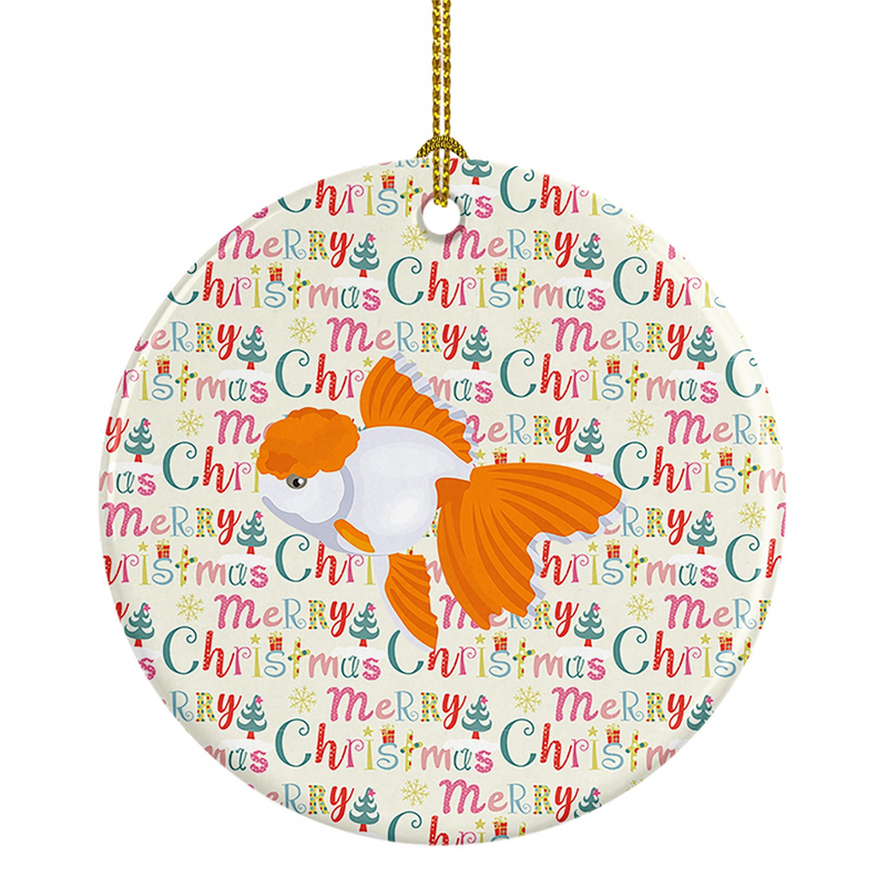 Oranda Red Cap Goldfish Ceramic Christmas Ornament - Personalized Holiday Decor, Made in the USA