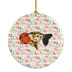 Ranchu Goldfish Christmas Ceramic Ornament - Personalized Holiday Decoration & Gift Idea