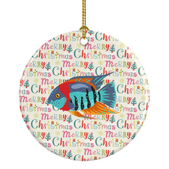 Severum Christmas Ceramic Ornament - Festive Fish-Themed Holiday Decor, Personalized Keepsake