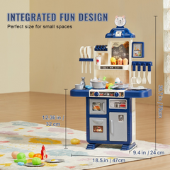 VEVOR 48-Piece Kids Kitchen Playset - Blue - Interactive Cooking Toy Set for Imaginative Play