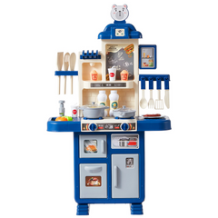 VEVOR 48-Piece Kids Kitchen Playset - Blue - Interactive Cooking Toy Set for Imaginative Play