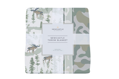 Mountain Moose and Hunter's Camo Bamboo Newcastle Throw Blanket - 100% Natural Bamboo, Thermal-Regulating, 50" x 70"