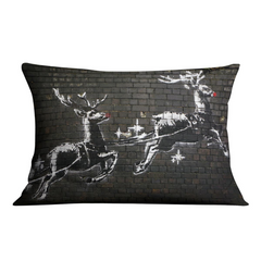 Banksy Christmas Cushion – Luxurious Vegan Faux Suede, Available in Multiple Sizes