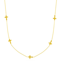 14k Yellow Gold Chain Necklace with Cross Stations – Elegant & Timeless Jewelry Piece