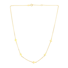 14k Yellow Gold Chain Necklace with Cross Stations – Elegant & Timeless Jewelry Piece