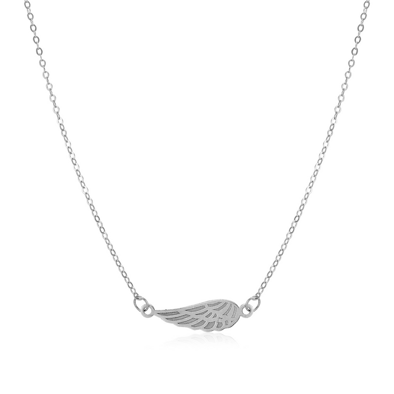 Elegant 14K White Gold Angel Wing Necklace - 18