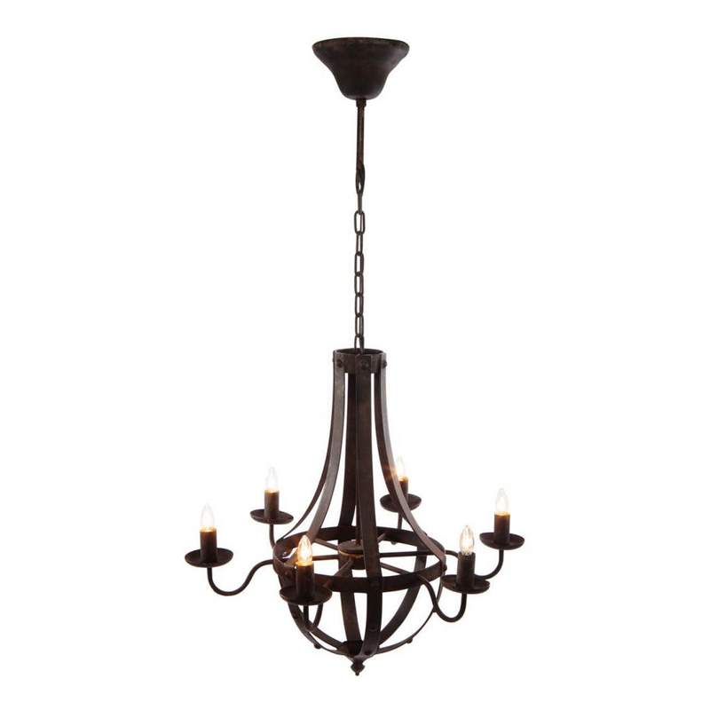 Elegant 6-Light Metal Chandelier with Adjustable Chain – Perfect for Kitchen, Dining Room, Foyer, or Entryway – Antique Black Finish, Bulbs Not Included