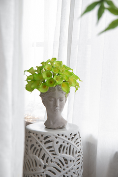 Greek Style Cement Head Planter - Unique Indoor Outdoor Home Garden Decor, 7" x 11"