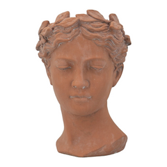 Elegant D7x11" Visage Head Bust Planter, Brown – Antique Inspired Design for Home & Garden