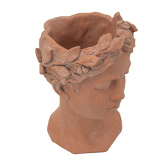 Elegant D7x11" Visage Head Bust Planter, Brown – Antique Inspired Design for Home & Garden