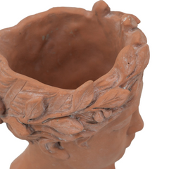 Elegant D7x11" Visage Head Bust Planter, Brown – Antique Inspired Design for Home & Garden