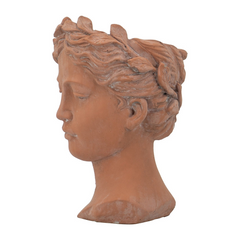 Elegant D7x11" Visage Head Bust Planter, Brown – Antique Inspired Design for Home & Garden