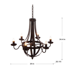 Elegant 6-Light Metal Chandelier with Adjustable Chain – Perfect for Kitchen, Dining Room, Foyer, or Entryway – Antique Black Finish, Bulbs Not Included