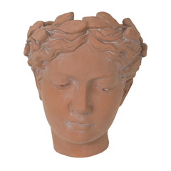 Antique-Inspired Visage Head Bust Planter – 7x5.5x9" Brown Cement Home & Garden Wall Planter