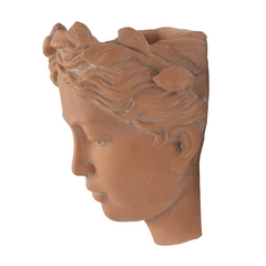 Antique-Inspired Visage Head Bust Planter – 7x5.5x9" Brown Cement Home & Garden Wall Planter