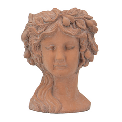 8x9x11.5" Greek Style Brown Head Bust Planter - Cement Indoor Outdoor Garden Decor