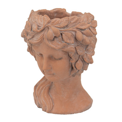 8x9x11.5" Greek Style Brown Head Bust Planter - Cement Indoor Outdoor Garden Decor