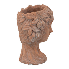 8x9x11.5" Greek Style Brown Head Bust Planter - Cement Indoor Outdoor Garden Decor