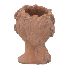 8x9x11.5" Greek Style Brown Head Bust Planter - Cement Indoor Outdoor Garden Decor