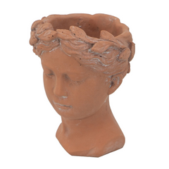 D6x9" Visage Head Bust Planter, Brown - Antique-Inspired Cement Planter for Home & Garden