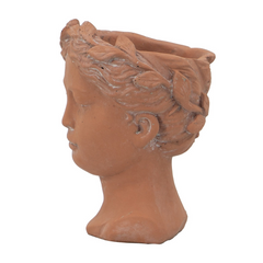 D6x9" Visage Head Bust Planter, Brown - Antique-Inspired Cement Planter for Home & Garden