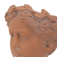 D6x9" Visage Head Bust Planter, Brown - Antique-Inspired Cement Planter for Home & Garden