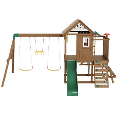 VEVOR 10-in-1 Wooden Swing Set - Outdoor Playground with Slide & Fort | Safe & Fun for Kids Ages 3-10