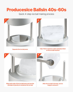 Ice Diamond Press Ice Ball Maker 2.4" - Premium Diamond Ice Press Kit for Whiskey & Cocktails