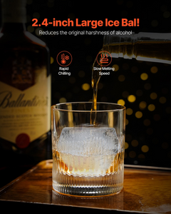 Ice Diamond Press Ice Ball Maker 2.4" - Premium Diamond Ice Press Kit for Whiskey & Cocktails