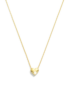 Charming Petite Puffy Heart Necklace - 14K Gold Plated, Elegant & Versatile Jewelry