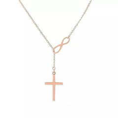 Symbol Of Infinity And Holy Cross With Lariat Style Chain - Faithful Jewelry