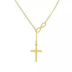 Symbol Of Infinity And Holy Cross With Lariat Style Chain - Faithful Jewelry