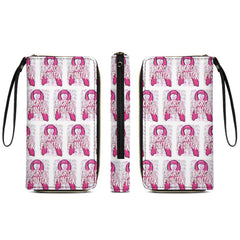 Fierce Fighter Breast Cancer Awareness Ribbon Leather Wallet with Wristlet Strap