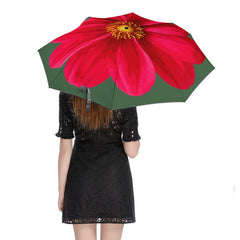 Red Daisy Flower Print Auto Umbrella with Anti-UV coating