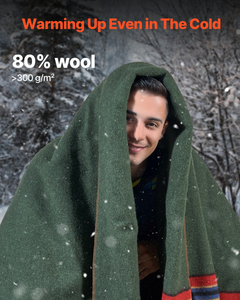 Premium Wool Camping Blanket 64" x 88" - Warm, Durable & Versatile for Camping, Hiking & Travel