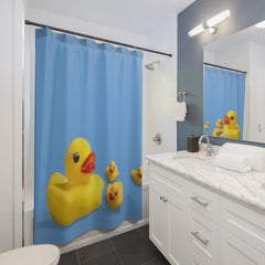 Rubber Duckies Shower Curtain Blue Bathroom Decor Kids Bathroom