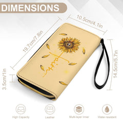 Sunflower Faith Christian Cross Leather Wallet with Wristlet Strap